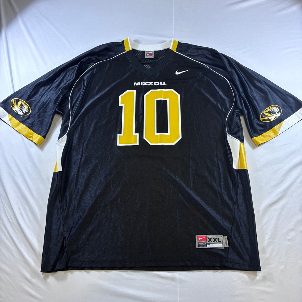 Nike Mizzou Tigers Missouri Football Jersey Mens XXL Black Gold Number 10 Mesh